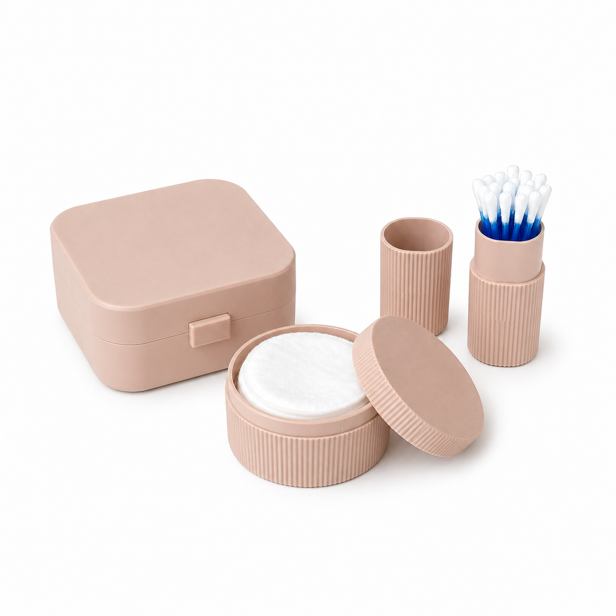 Kit Porta Algodão E Cotonete Portátil + Porta Joias Organizador Viagem